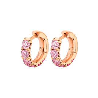 Baby Ombré Pink Sapphire French Pavé Hoops Single Rose Gold  by Logan Hollowell Jewelry