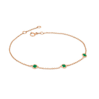 3 Emerald Orbit Bezel Bracelet Rose Gold   by Logan Hollowell Jewelry
