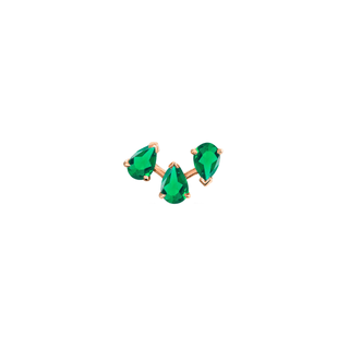 18k Baby Reverse Triple Water Drop Emerald Studs Rose Gold Single  by Logan Hollowell Jewelry
