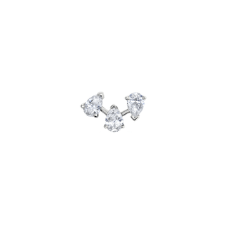18k Baby Reverse Triple Water Drop Diamond Studs White Gold Single  by Logan Hollowell Jewelry