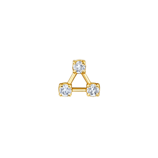 18k Prong Summer Triangle Studs Yellow Gold Single  by Logan Hollowell Jewelry