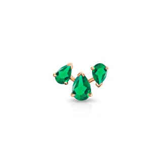 18k Reverse Triple Water Drop Emerald Studs Rose Gold Single  by Logan Hollowell Jewelry