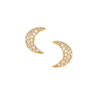 Micro Pavé Diamond Crescent Studs    by Logan Hollowell Jewelry