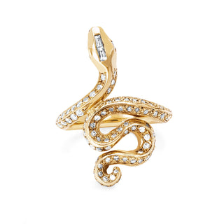 Kundalini Snake Ring with Pavé Diamonds 4 Yellow Gold  by Logan Hollowell Jewelry
