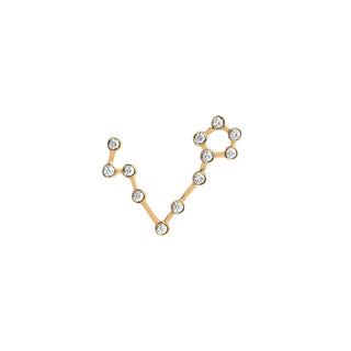 Baby Pisces Diamond Constellation Earrings Yellow Gold Single Right  by Logan Hollowell Jewelry