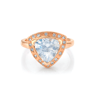 Premium Trillion Moonstone Wilderness Ring with Sprinkled Diamonds 4 Rose Gold  by Logan Hollowell Jewelry