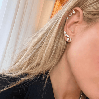 18k Reverse Water Drop 5 Diamond Earrings    by Logan Hollowell Jewelry