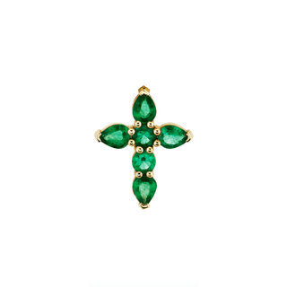 Small Emerald Faith Stud Yellow Gold Single Earring  by Logan Hollowell Jewelry