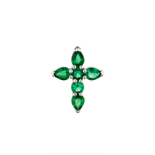 Small Emerald Faith Stud White Gold Single Earring  by Logan Hollowell Jewelry