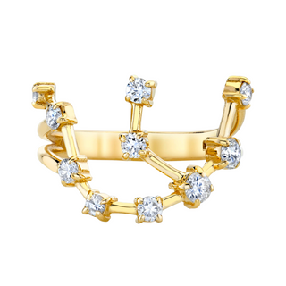 18k Prong Set Aquarius Constellation Ring Yellow Gold 2.5  by Logan Hollowell Jewelry