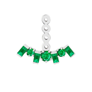 Deco Emerald Queen Ear Jacket White Gold   by Logan Hollowell Jewelry