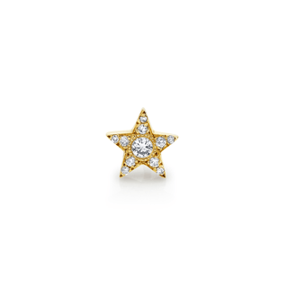 11 Diamond Star Studs Yellow Gold Single  by Logan Hollowell Jewelry