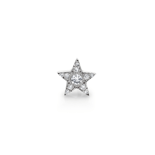 11 Diamond Star Studs White Gold Single  by Logan Hollowell Jewelry