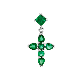 Small Emerald Drop Faith Studs White Gold Single Earring  by Logan Hollowell Jewelry