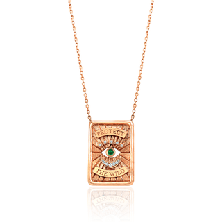 Gaia Protection Necklace 16" Rose Gold Emerald Eye by Logan Hollowell Jewelry