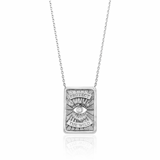 Gaia Protection Necklace 16" White Gold Diamond Eye by Logan Hollowell Jewelry