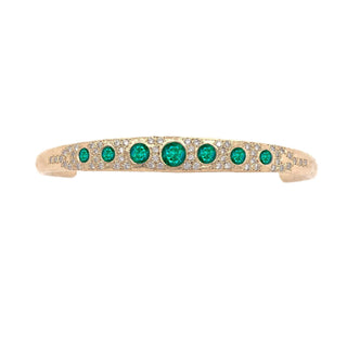 Queen Emerald Cuff with Pavé Diamonds Yellow Gold   by Logan Hollowell Jewelry