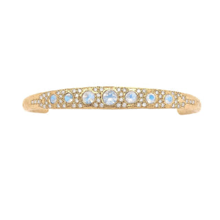 Queen Moonstone Cuff with Pavé Diamonds Yellow Gold   by Logan Hollowell Jewelry