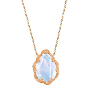 Queen Water Drop Moonstone Solitaire Necklace Necklace Rose Gold  by Logan Hollowell Jewelry
