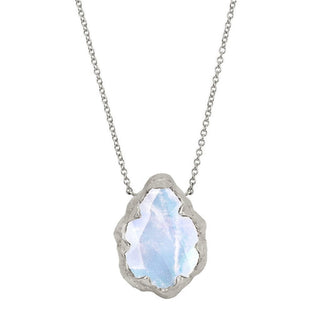 Queen Water Drop Moonstone Solitaire Necklace Necklace White Gold  by Logan Hollowell Jewelry