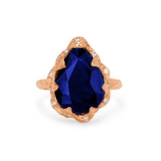 Queen Water Drop Sapphire Ring with Sprinkled Diamonds Rose Gold 5  by Logan Hollowell Jewelry