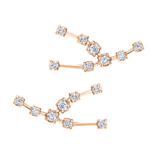 18k Prong Set Taurus Constellation Studs Rose Gold Pair  by Logan Hollowell Jewelry
