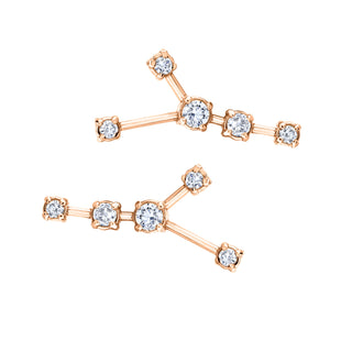 18k Prong Set Cancer Constellation Studs Rose Gold Pair  by Logan Hollowell Jewelry