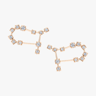 18k Prong Set Gemini Constellation Studs Rose Gold Pair  by Logan Hollowell Jewelry