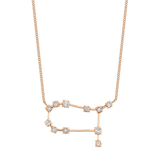 18k Prong Set Gemini Constellation Necklace Rose Gold   by Logan Hollowell Jewelry