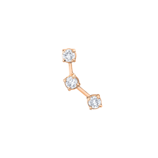 18k Prong Ursa Major Diamond Split Studs Rose Gold 3 Diamond Earring  by Logan Hollowell Jewelry