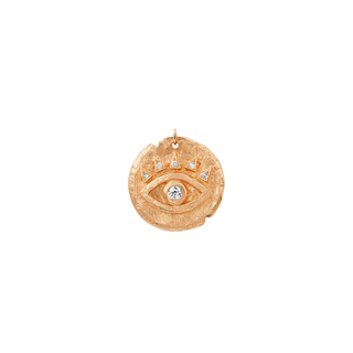 Diamond Baby Eye of Protection Coin Charm Rose Gold   by Logan Hollowell Jewelry