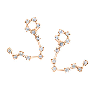 18k Prong Set Pisces Constellation Studs Rose Gold Pair  by Logan Hollowell Jewelry