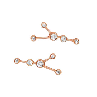 Baby Cancer Diamond Constellation Studs Rose Gold Pair  by Logan Hollowell Jewelry