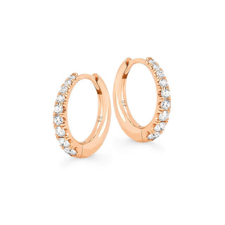 Baby Crescent Pavé Unity Hoops Pair Rose Gold  by Logan Hollowell Jewelry