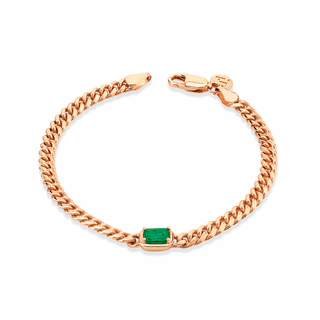 Queen Emerald Cut Emerald Cuban Anklet Rose Gold   by Logan Hollowell Jewelry