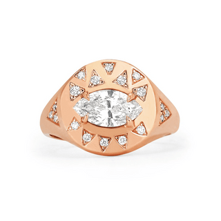 Diamond Angel Eye Signet Ring Rose Gold 3  by Logan Hollowell Jewelry