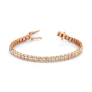 Emerald Cut Diamond Tennis Bracelet Rose Gold 6"  by Logan Hollowell Jewelry
