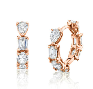 Diana Diamond Hoops Pair Rose Gold  by Logan Hollowell Jewelry