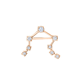 18k Prong Set Libra Constellation Studs Rose Gold Single Right  by Logan Hollowell Jewelry