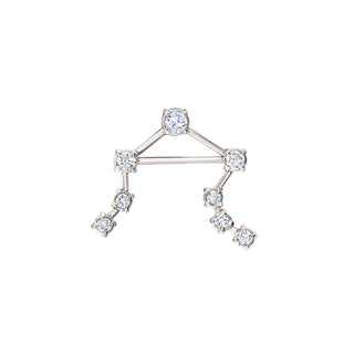 18k Prong Set Libra Constellation Studs White Gold Single Right  by Logan Hollowell Jewelry
