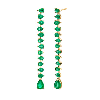 Reverse Water Drop Zambian Emerald Earrings Pair Yellow Gold  by Logan Hollowell Jewelry
