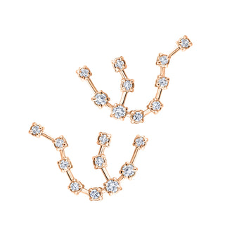 18k Prong Set Aquarius Constellation Studs Rose Gold Pair  by Logan Hollowell Jewelry