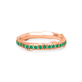 Rose Thorn Pavé Emerald Band Rose Gold 4  by Logan Hollowell Jewelry