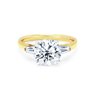 Round Diamond Setting with Side Baguette Diamonds Yellow Gold   by Logan Hollowell Jewelry
