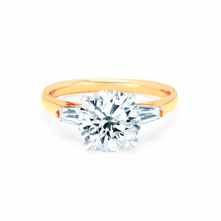 Round Diamond Setting with Side Baguette Diamonds Rose Gold   by Logan Hollowell Jewelry