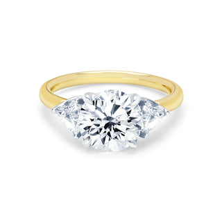 Round Diamond Setting with Side Trillion Diamonds Yellow Gold   by Logan Hollowell Jewelry