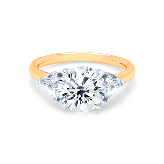 Round Diamond Setting with Side Trillion Diamonds Rose Gold   by Logan Hollowell Jewelry