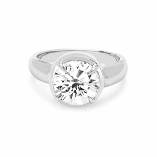 Round Diamond Solitaire Setting with Tapered Cloud Fit Band White Gold   by Logan Hollowell Jewelry