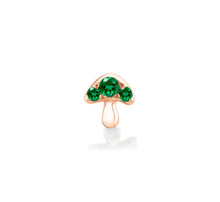 Emerald Mushroom Stud Single Earring Rose Gold  by Logan Hollowell Jewelry