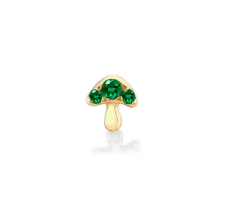 Emerald Mushroom Stud Single Earring Yellow Gold  by Logan Hollowell Jewelry